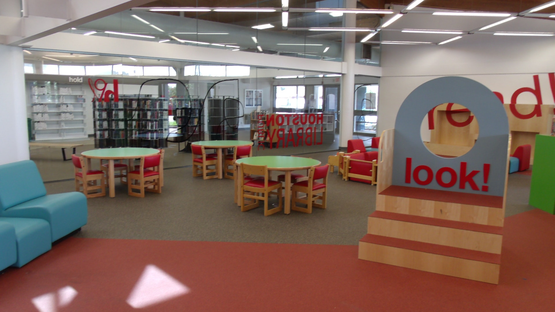 Completed colorful library reading area